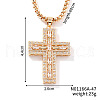 Brass Crystal Rhinestone Shiny Cross Pendant Box Chain Necklaces XO0635-1-1