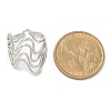 304 Stainless Steel Wave Open Cuff Ring for Women RJEW-M025-01P-5