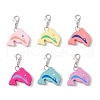 Natural Wooden Dolphin Pendant Decorations HJEW-JM03339-2