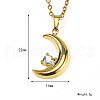 Retro Stainless Steel Clear Cubic Zirconia Moon Pendant Cable Chain Necklaces for Women MU9051-1-1