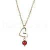 Natural Mixed Gemstone & Heart Pendant Necklaces with Golden Brass Cable Chains NJEW-JN04618-3