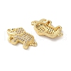Rack Plating Brass Micro Pave Clear Cubic Zirconia Elephant Connector Charms KK-C084-30G-01-2