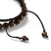 Natural Tiger Eye Round Beaded Stretch Bracelets & Braided Bead Bracelets BJEW-K251-04C-3