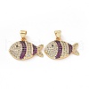 Brass Micro Pave Clear Cubic Zirconia Pendants ZIRC-F135-02G-03-2