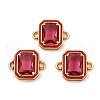 Brass Pave Glass Rectangle Connector Charms KK-Q043-09G-B-1-1