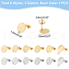 Unicraftale 24Pcs 12 Style Ion Plating(IP) 304 Stainless Steel Stud Earring Findings STAS-UN0043-26-3