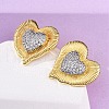 Heart Brass Micro Pave Clear Cubic Zirconia Stud Earrings EJEW-H158-02G-3