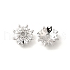 Flower Brass Clear Cubic Zirconia Bead Caps KK-V008-08B-P-1