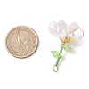 7Pcs 7 Colors Handmade Glass Beaded Flower Pendants PALLOY-MZ00742-3