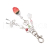 Resin Strawberry & Alloy Bowknot Pendant Decorations HJEW-JM02870-4