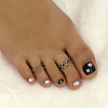 2Pcs Vintage Copper Twisted Wire Toe Adjustable Open Cuff Rings for Women QX3270-4
