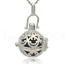 Silver Color Plated Brass Hollow Round Cage Pendants KK-J216-11S-1