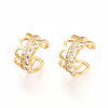 Brass Micro Pave Clear Cubic Zirconia Cuff Earrings KK-T074-30G-2