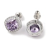 Brass Pave Cubic Zirconia Square Stud Earrings for Women EJEW-I304-21P-3