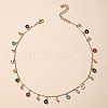 Alloy Crystal Rhinestone Enamel Colorful Donut Tassel Bar Link Chain Necklaces for Women FS-WGBC662-01-3
