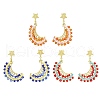 Moon Handmade Glass Seed Beads Dangle Stud Earrings EJEW-MZ00360-2