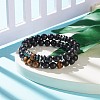 2Pcs 2 Style Natural Wood & Tiger Eye & Synthetic Hematite Stretch Bracelets Set BJEW-JB07940-2