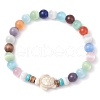 Cat Eye Beads & Synthetic Turquoise & Coconut Beads & Natural Freshwater Beads Stretch Bracelets BJEW-JB11331-2