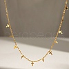 Religion 304 Stainless Steel Cable Chain Cross Tassel Necklaces for Women NJEW-M098-02G-1