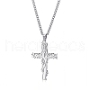 Stainless Steel Tree of Life Cross Pendant Curb Chain Necklaces PW-WGAB092-01-1