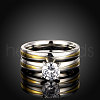 Fashionable 316L Titanium Steel Cubic Zirconia Couple Rings RJEW-BB06903-6-2