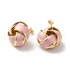 Real 18K Gold Plated Brass Enamel Stud Earrings for Women EJEW-M251-09G-04-2