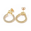 Clear Cubic Zirconia Hollow Out Teardrop with Heart Dangle Stud Earrings EJEW-C008-06G-2