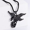 Vintage Punk Hip Hop Stainless Steel Eagle with Skull Head Pendant Necklaces RS6637-2-1