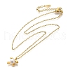 Shell Pearl Bowknot Pendant Necklaces NJEW-K255-10G-4