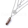 Bullet Natural Unakite Pendant Tiered Necklaces NJEW-JN02457-02-3