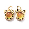 Brass Cubic Zirconia Charms ZIRC-H122-05G-2