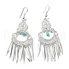 Silver Alloy Chandelier Earrings with Synthetic Turquoise EJEW-D092-01A-S-1