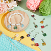 16Pcs Square Handmade Millefiori Glass Pendant Locking Stitch Markers HJEW-AB00654-5