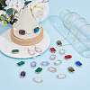 FIBLOOM 24Pcs 12 Colors Alloy Faceted Glass Connector Charms FIND-FI0001-08A-6