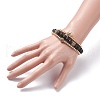 3Pcs 3 Style Round Synthetic Black Stone & Hematite Beaded Stretch Bracelets Set BJEW-JB07688-01-3