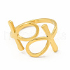 Ion Plating(IP) 304 Stainless Steel Feminie Sign Open Cuff Ring for Women RJEW-B027-01G-2