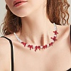 Dyed Synthetic Red Coral Chips & Shell Pearl Graduated Beaded Necklaces for Women NJEW-TA00065-7