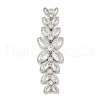 Brass Pave Clear Cubic Zirconia Flower with Leaf Links Connector Charms KK-P277-52P-01-1