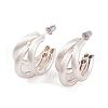C-Shaped Brass Multi-Strand Half Hoop Stud Earrings for Women EJEW-G391-05S-2