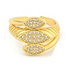 Horse Eye Clear Cubic Zirconia Wide Open Cuff Ring RJEW-L121-017G-2