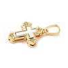 Brass Pave Natural White Shell Pendants KK-S522-01E-G-2