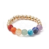 Natural Amethyst & Natural Lapis Lazuli & Natural Apatite & Natural Green Aventurine & Natural Citrine & Brass Beads Chakra Rings RJEW-TA00185-01-2