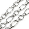 304 Stainless Steel Textured Oval with Flat Round Link Chains CHS-C017-01P-1