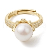 Mother's Day Jewellery Round Natural Pearl Adjustable Rings RJEW-P113-02G-2