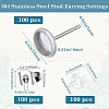 SOFPLATE 100Pcs Flat Round Stainless Steel Stud Earring Settings STAS-SP0001-61B-P-2