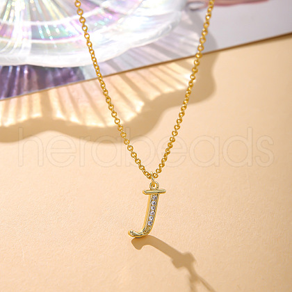Fashionable Brass Micro Pave Clear Cubic Zirconia Initial Pendant Necklaces for Women FS-WG2FE2D-10-1