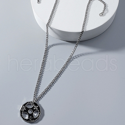 Fitness Barbell Alloy Black Enamel Pendant Necklaces for Men FS-WG955E3-01-1
