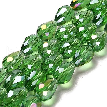 Electroplate Glass Beads Strands X-EGLA-D015-15x10mm-19-1