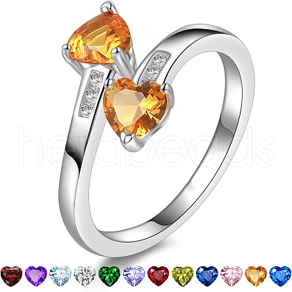 Heart 304 Stainless Steel with Cubic Zirconia Cuff Rings FS-WG2909F-31-1