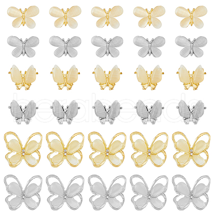 HOBBIESAY 30Pcs 6 Sqtyle Alloy Cabochons MRMJ-HY0002-35-1